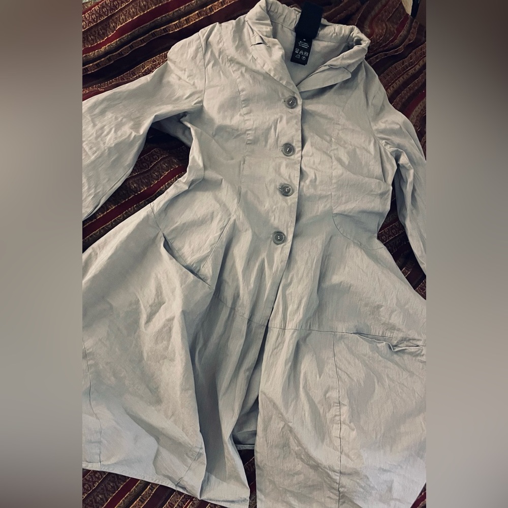Rundholz balloon dress/long jacket light blue/grey Lagenlook Tulip Bubble